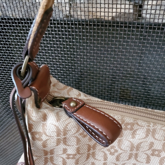 Vintage  Fossil Signature Canvas /Leather shoulder bag - Picture 4 of 14